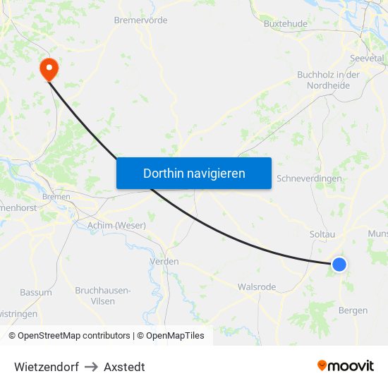 Wietzendorf to Axstedt map