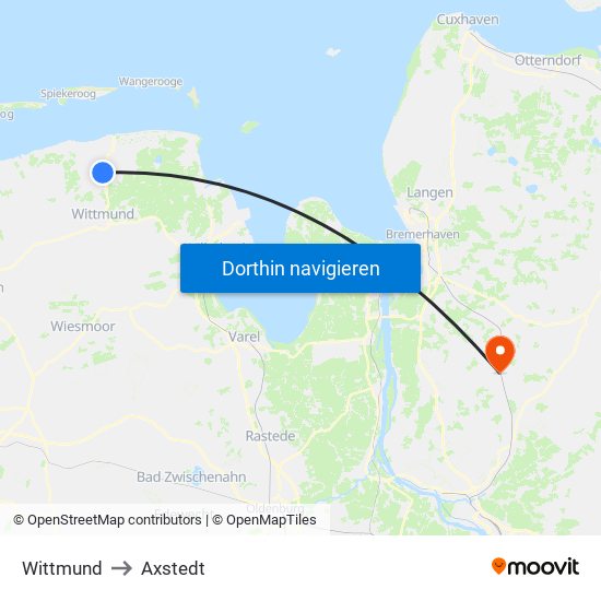 Wittmund to Axstedt map