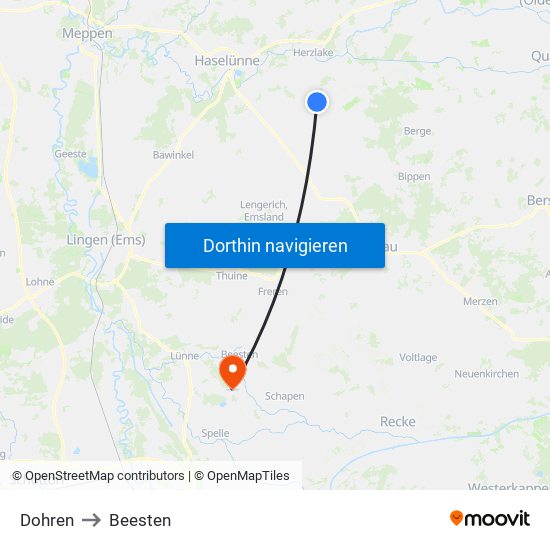 Dohren to Beesten map