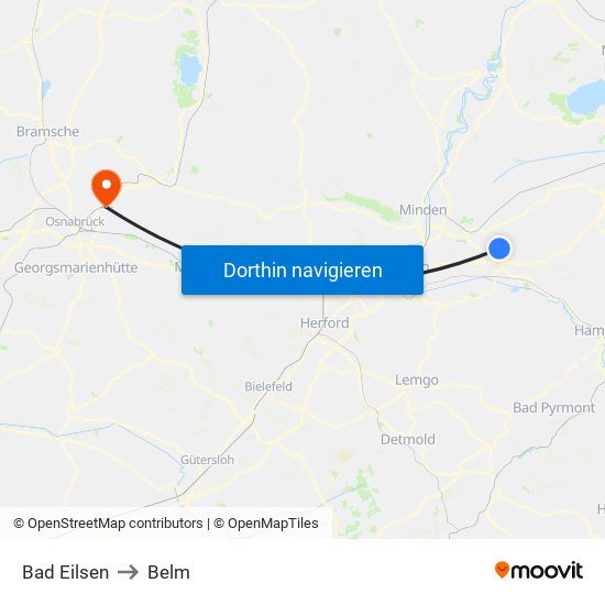 Bad Eilsen to Belm map
