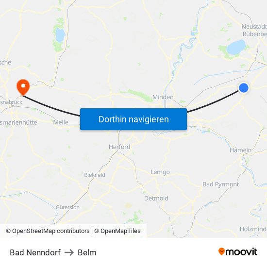 Bad Nenndorf to Belm map