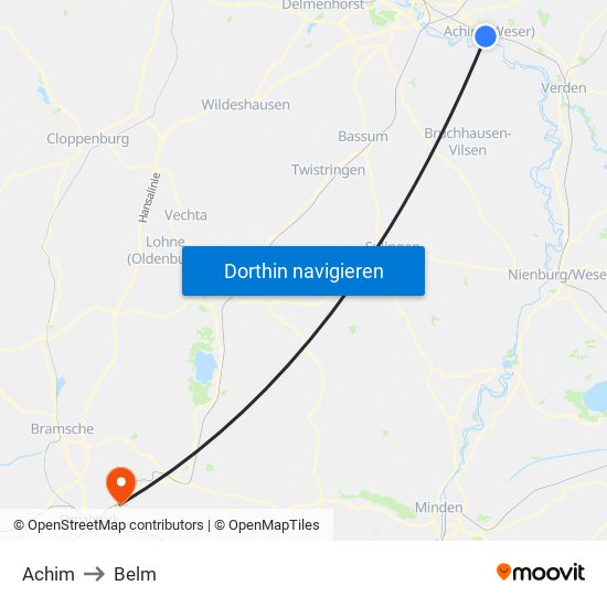 Achim to Belm map