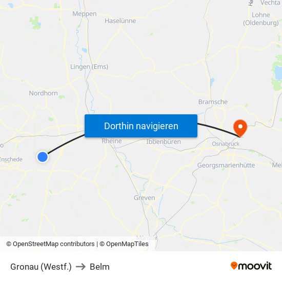 Gronau (Westf.) to Belm map