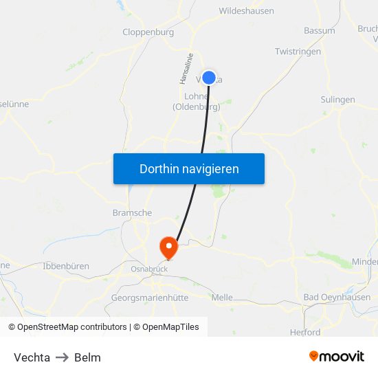 Vechta to Belm map