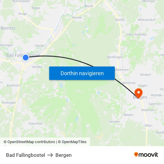 Bad Fallingbostel to Bergen map