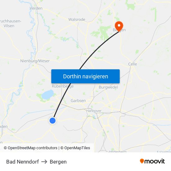 Bad Nenndorf to Bergen map