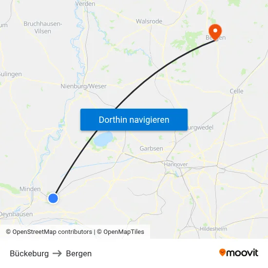 Bückeburg to Bergen map