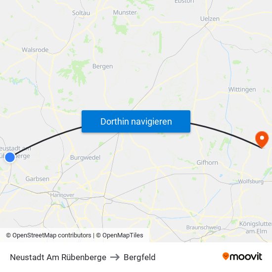 Neustadt Am Rübenberge to Bergfeld map