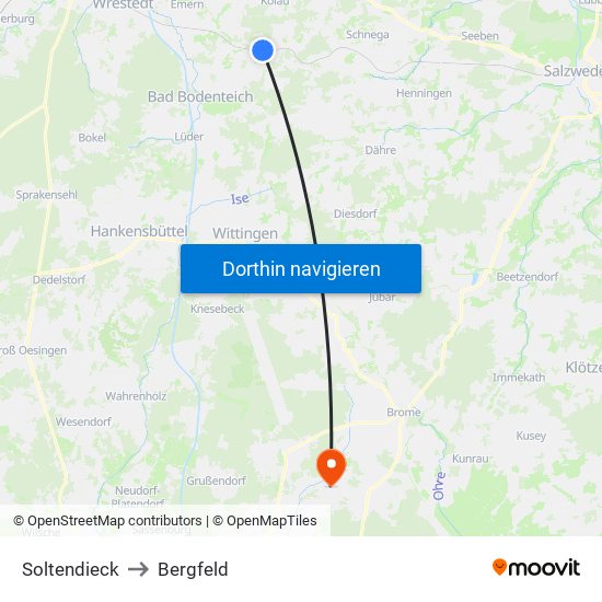 Soltendieck to Bergfeld map