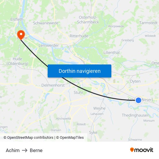 Achim to Berne map