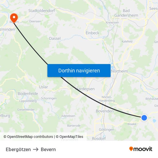 Ebergötzen to Bevern map