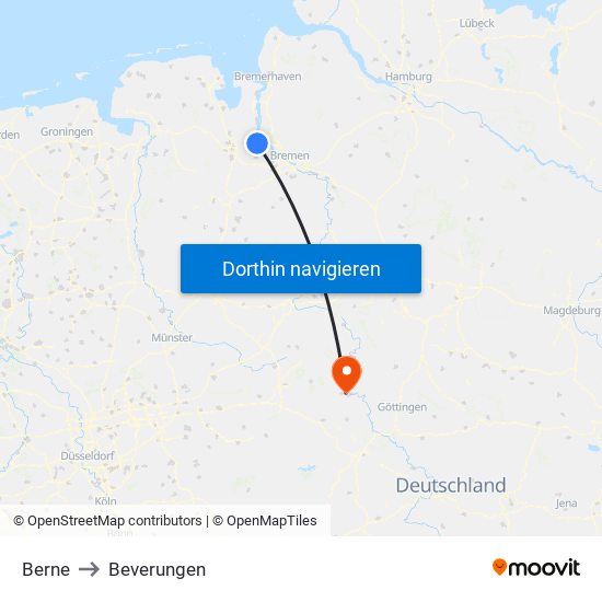 Berne to Beverungen map