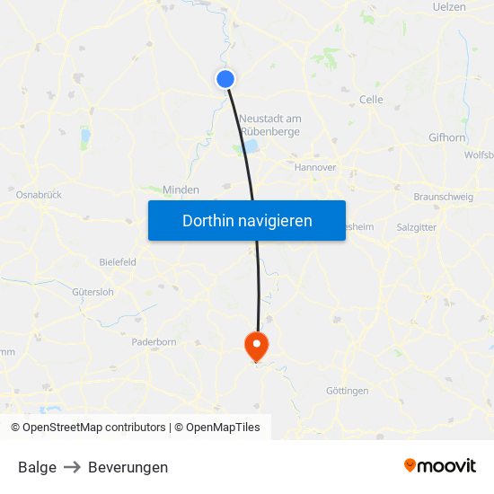 Balge to Beverungen map