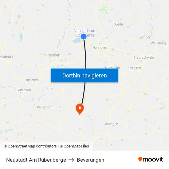 Neustadt Am Rübenberge to Beverungen map