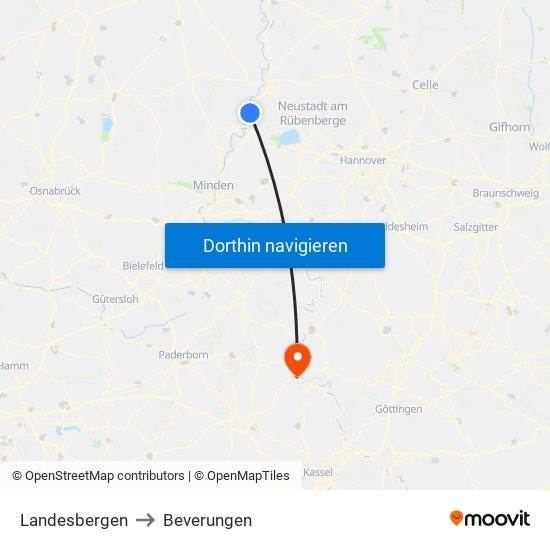 Landesbergen to Beverungen map