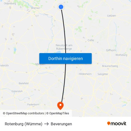 Rotenburg (Wümme) to Beverungen map