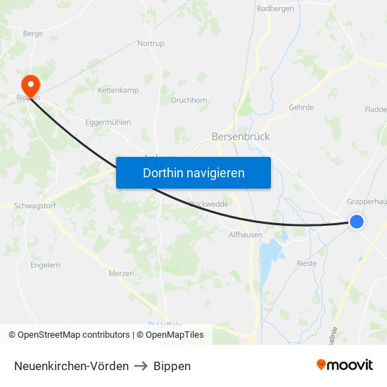 Neuenkirchen-Vörden to Bippen map