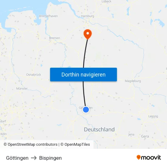 Göttingen to Bispingen map