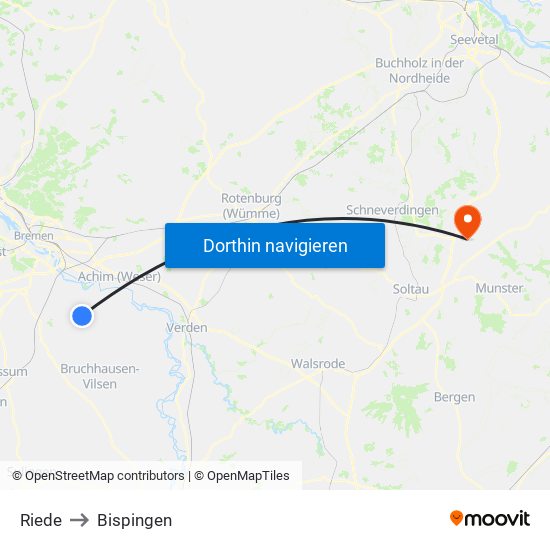 Riede to Bispingen map