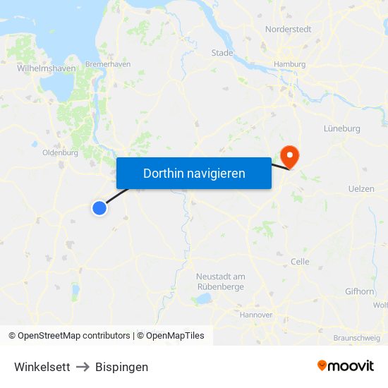 Winkelsett to Bispingen map