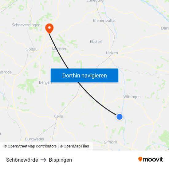 Schönewörde to Bispingen map