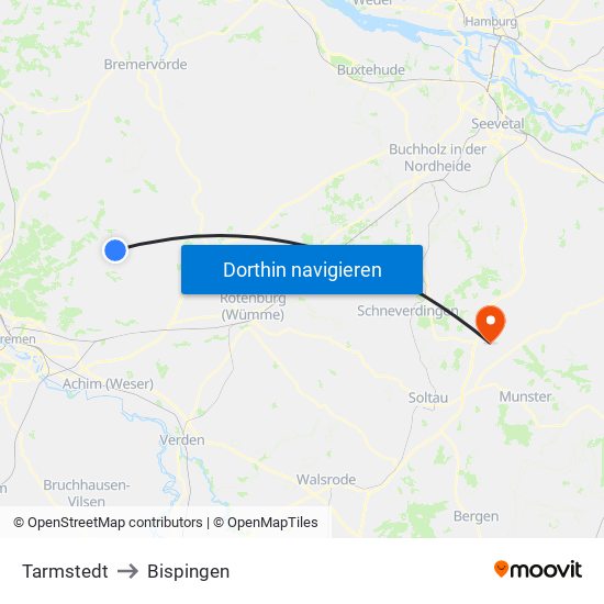 Tarmstedt to Bispingen map