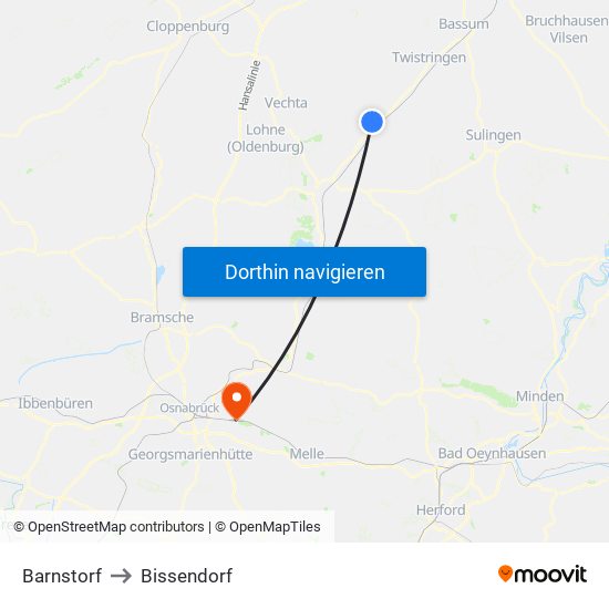 Barnstorf to Bissendorf map