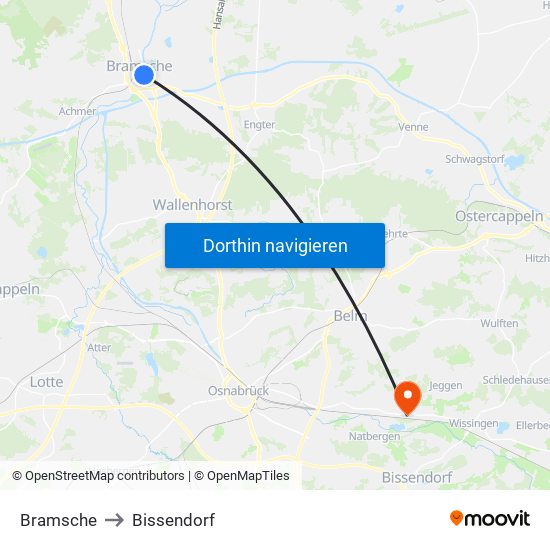 Bramsche to Bissendorf map