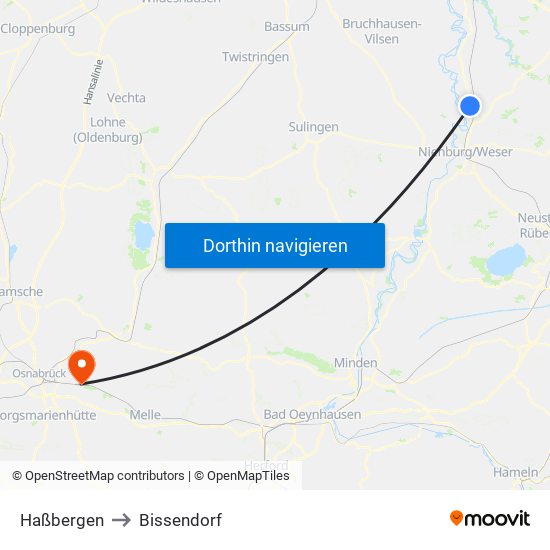 Haßbergen to Bissendorf map