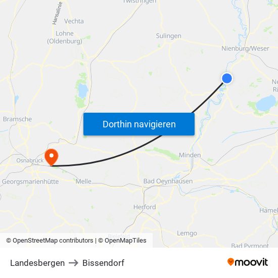 Landesbergen to Bissendorf map