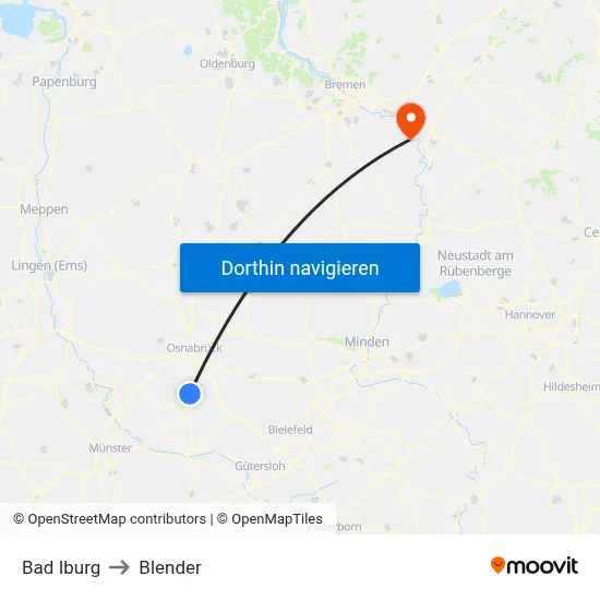 Bad Iburg to Blender map
