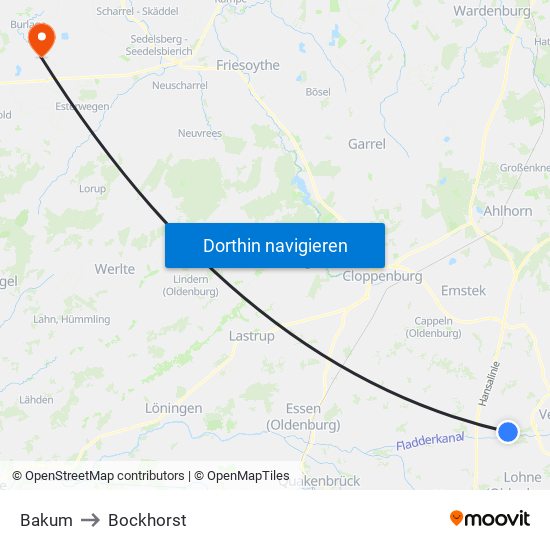 Bakum to Bockhorst map