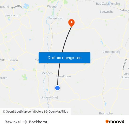 Bawinkel to Bockhorst map