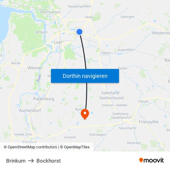 Brinkum to Bockhorst map