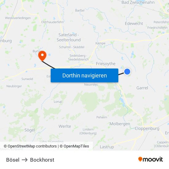 Bösel to Bockhorst map