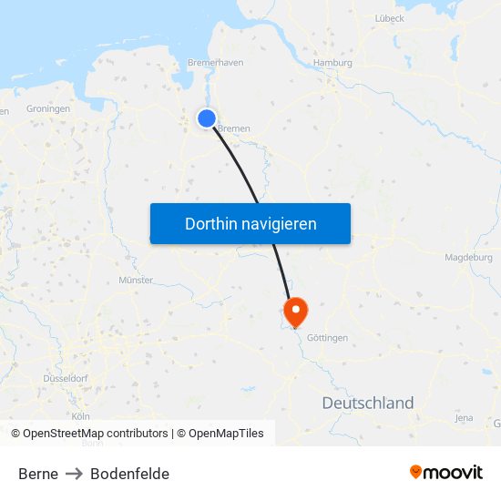 Berne to Bodenfelde map