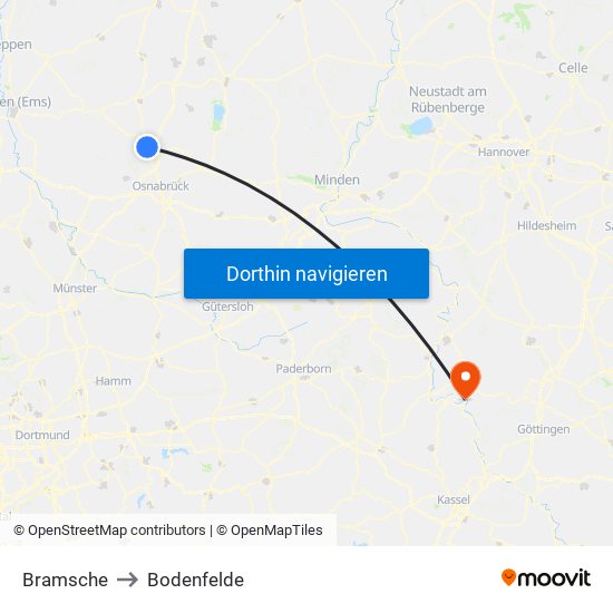 Bramsche to Bodenfelde map