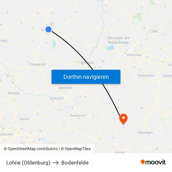 Lohne (Oldenburg) to Bodenfelde map