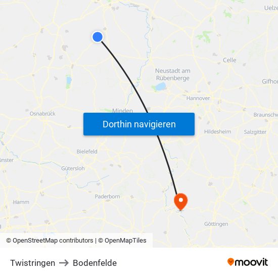 Twistringen to Bodenfelde map