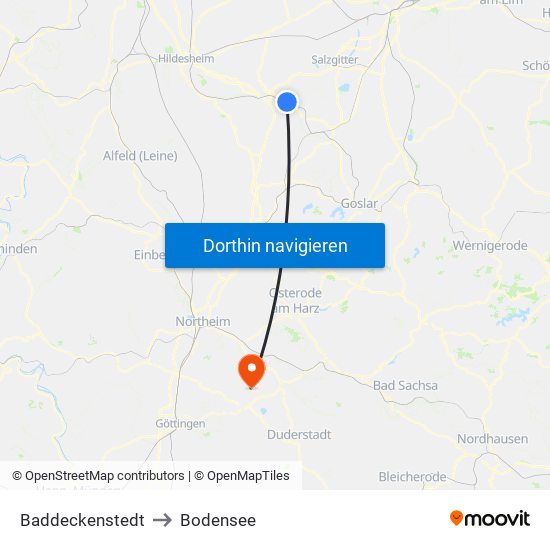 Baddeckenstedt to Bodensee map