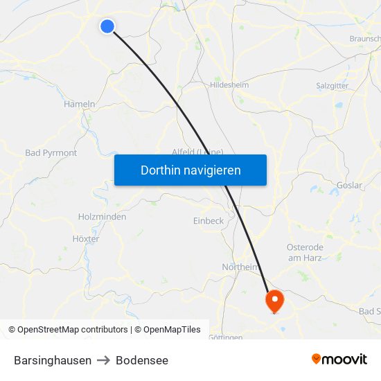 Barsinghausen to Bodensee map