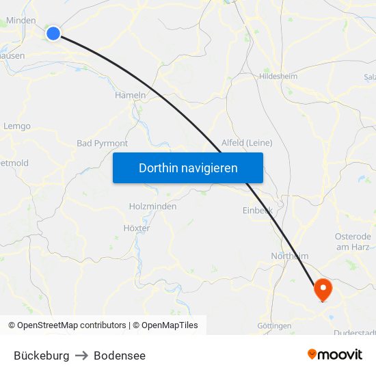 Bückeburg to Bodensee map