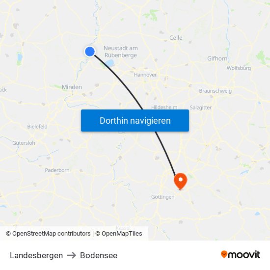 Landesbergen to Bodensee map