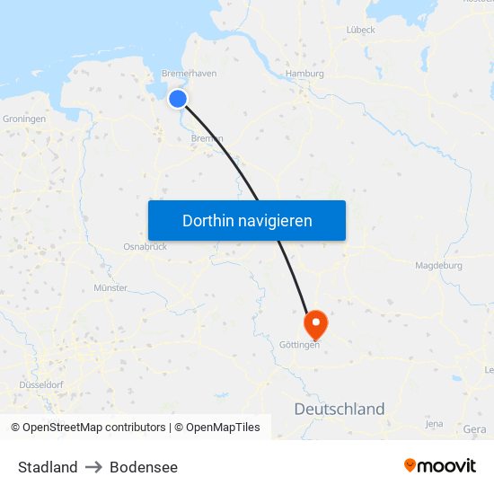 Stadland to Bodensee map