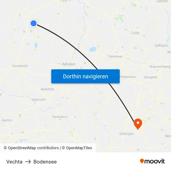 Vechta to Bodensee map