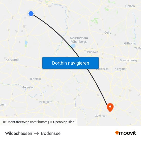 Wildeshausen to Bodensee map