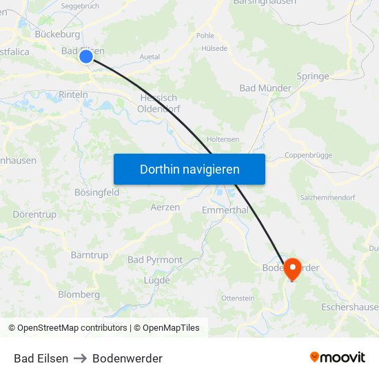 Bad Eilsen to Bodenwerder map