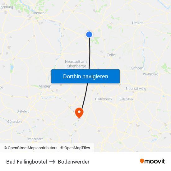 Bad Fallingbostel to Bodenwerder map