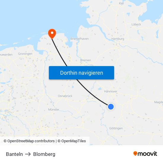 Banteln to Blomberg map