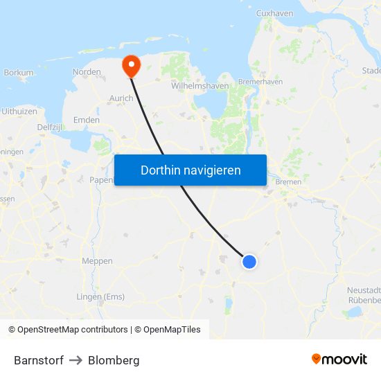 Barnstorf to Blomberg map